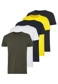 Pier One5 PACK - T-shirt - Bas - Olive/ White/ Navy /yellow /black -Macys Butik 1b9164789150411d82264f1147f53451
