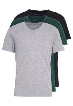 Pier One3 PACK - T-shirt - Bas - Black, Grey, Green