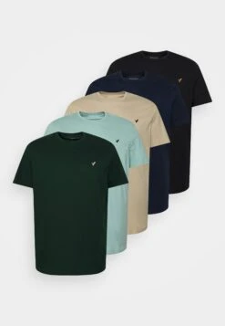 Pier One5 PACK - T-shirt - Bas - Dark Green/beige/light Blue -Macys Butik 7af36362bd71478faf64c035d446b9b1