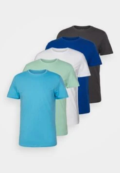 Pier One5 PACK - T-shirt - Bas - Blue/dark Blue/light Green