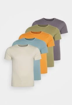 Pier One5 PACK - T-shirt - Bas - Orange/dark Blue/green