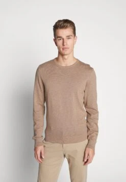 Pier OneBASIC CREWNECK - Stickad Tröja - Mottled Beige