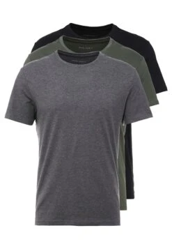 Pier One3 PACK - T-shirt - Bas - Black/grey/green -Macys Butik df840033a7f04afda15f16c48ba7762b