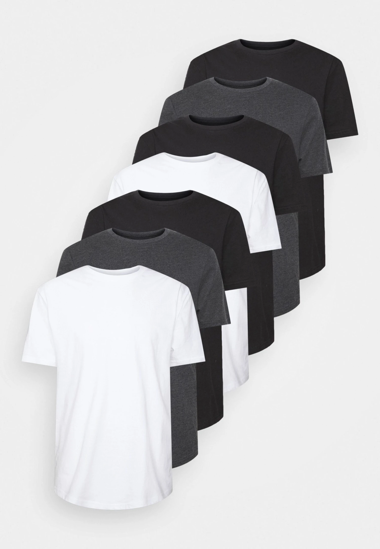 Pier One7 PACK - T-shirt - Bas - Mottled Dark Grey/white/black 3 Pier One7 PACK - T-shirt - Bas - Mottled Dark Grey/white/black